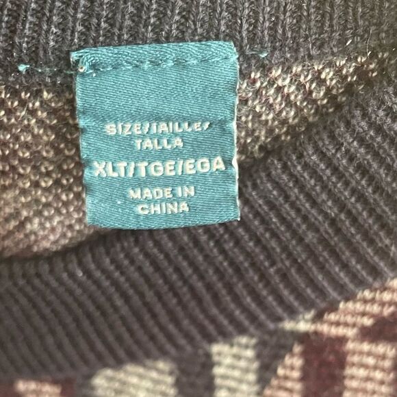 Perry Ellis Gray Geometric Pullover Modal Sweater Big Mens XLT Hipster Grandpa - Picture 6 of 7